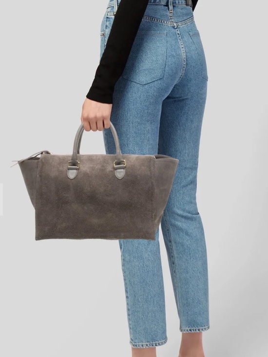 Clare V. Handbags - Clare V. Structured Gray Suede Top-Handle Satchel